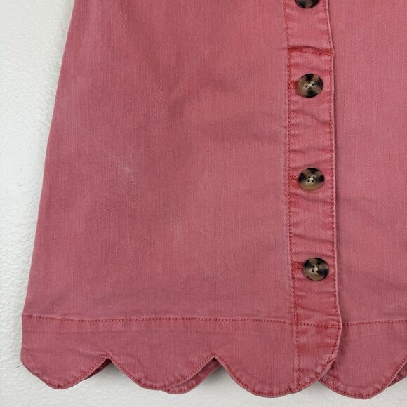 C EST. 1946 Denim Button Front Scalloped Mini Skirt Stretch Pockets Pink Coral 6 - Picture 5 of 15